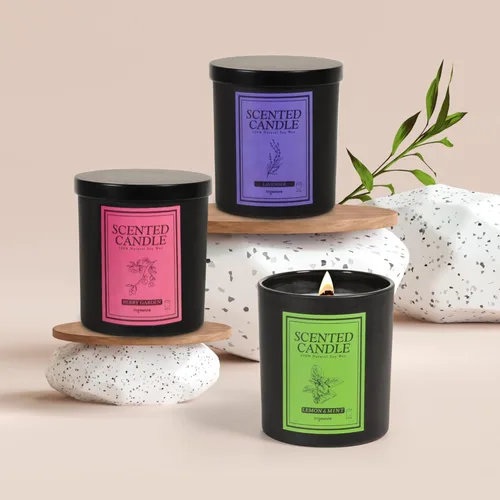 Vista 6 de Velas perfumadas 100% cera de soja para el hogar: velas de soja con mecha de madera de 8 onzas, regalo para hombres y mujeres, velas de aromaterapia