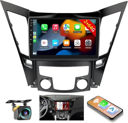 2+64G para 2010-2015 Hyundai Sonata Android 15 coche estéreo inalámbrico Apple CarPlay Android Auto, 9 pulgadas pantalla táctil Radio WiFi Bluetooth
