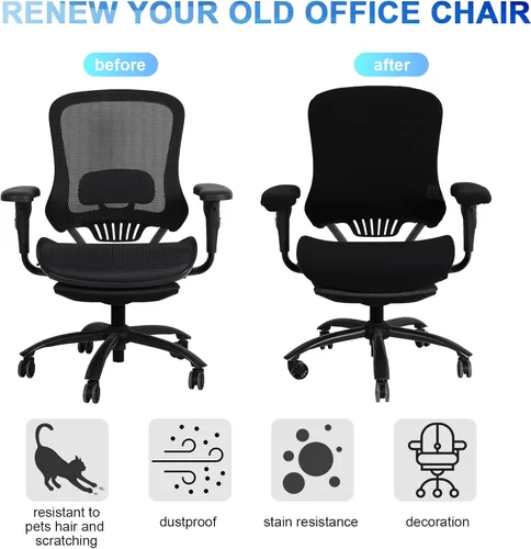 Vista 5 de Tallew Juego de 4 fundas protectoras universales para sillas de oficina, fundas de asiento elásticas para sillas de oficina, fundas