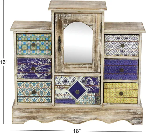 Vista 11 de Deco 79 Joyero rectangular de madera, 18 x 6 x 16 pulgadas, marrón claro