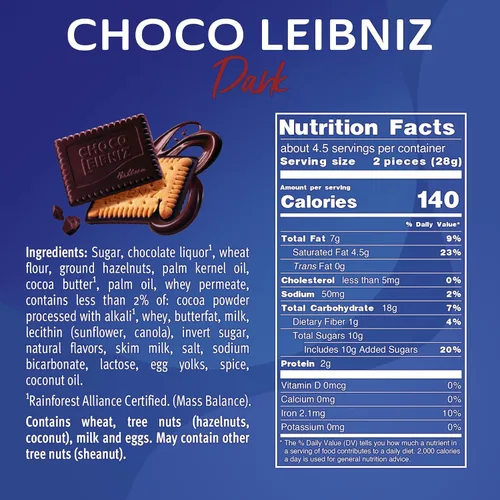 Vista 2 de Bahlsen Choco Leibniz Dark Cookies (3 cajas) - Galletas de mantequilla Leibniz cubiertas con una gruesa capa de chocolate alemán - Cajas de 4.4 oz