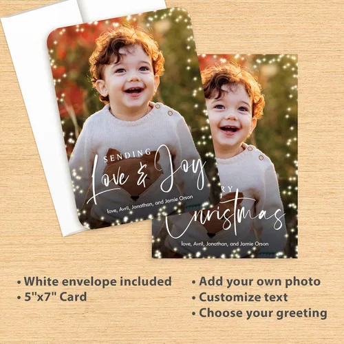 Vista 3 de Let's Make Memories - Tarjetas navideñas personalizadas con sobres, tarjetas navideñas de 5 x 7 pulgadas, sobres blancos, Sparkle Border