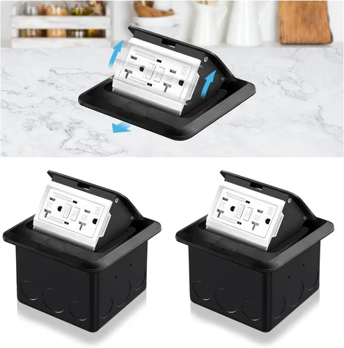 Vista 25 de Kit de toma de corriente eléctrica empotrada en el suelo Vagueior, caja de cubierta impermeable para toma de corriente eléctrica, toma de corriente