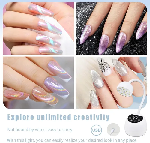 Vista 3 de Mini Lámpara de Uñas LED UV con 3 Temporizadores y Pantalla LCD, 36W Lámpara de Uñas de Curado Rápido de Gel Inalámbrica, Sensor Automático Cuello