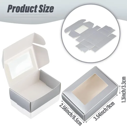 Vista 16 de Zonon 30 piezas de cajas de jabón para embalaje casero, mini cajas de regalo de papel kraft con ventana para panadería, caramelos, fabricación