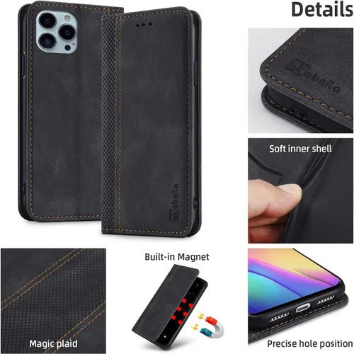 Vista 6 de AKABEILA Funda para Nokia G11 Plus Premium PU Cuero Flip Wallet Case con Cierre Magnético Ranuras para Tarjetas Folio Teléfono Móvil Funda Negro