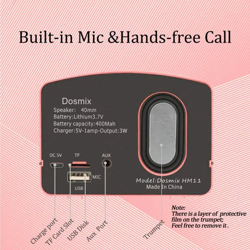 Vista 3 de Dosmix Altavoz estéreo Bluetooth portátil, altavoz retro inalámbrico vintage con graves mejorados con ranura para tarjeta TF, micrófono integrado