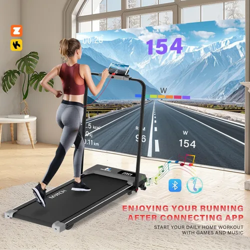 Vista 2 de Walking Pad, Treadmill with Incline, Brushless Motor 2 in 1 Foldable Under Desk Portable Treadmills for Home/Office with App, Bluetooth Music