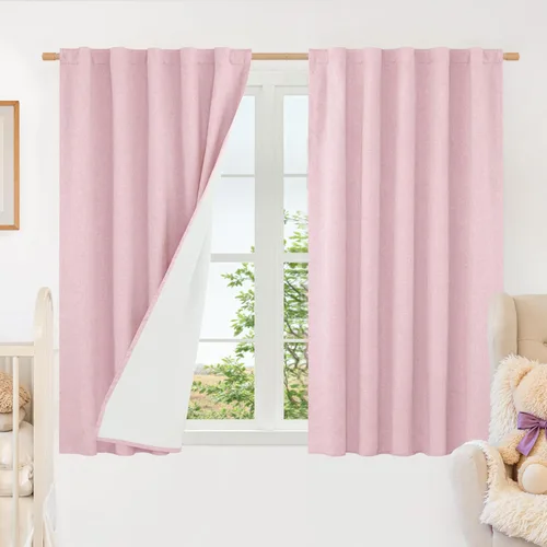 Vista 18 de LAMIT Cortinas opacas cortas de lino de 30 pulgadas para ventanas de cocina sobre el fregadero, cortinas de café texturizadas de lino marfil
