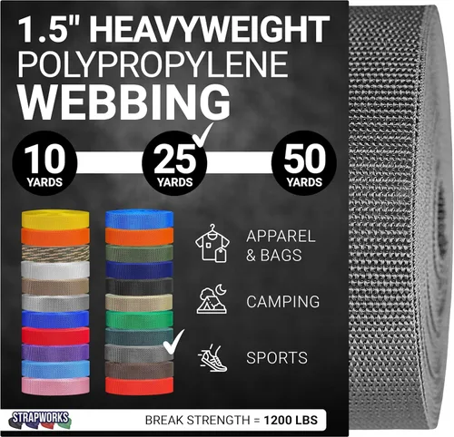 Vista 19 de Strapworks Heavyweight Polypropylene Webbing - Heavy Duty Poly Strapping for Outdoor DIY Gear Repair, 1.5 Inches