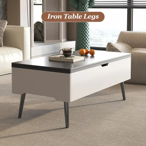 Vista 5 de HOTICKME Mesa auxiliar multifunción 3 en 1 con parte superior elevable, mesa auxiliar de 42.99 pulgadas que se convierte en mesa de comedor con 2