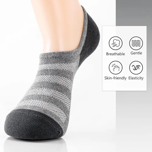 Vista 3 de IDEGG - Calcetines deportivos de algodón de corte bajo con agarre antideslizante para hombres