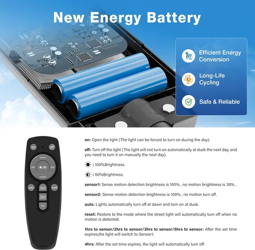 Vista 7 de OKPRO Luces solares de 6000 W para exteriores, 6500 K, luces solares para calle, sensor de movimiento para exteriores, luz de calle IP66
