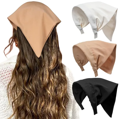 Vista 18 de HAIMEIKANG Pañuelo floral para el cabello para mujer, bandanas bohemias para mujer, pañuelo triangular, bandas para el cabello de color sólido