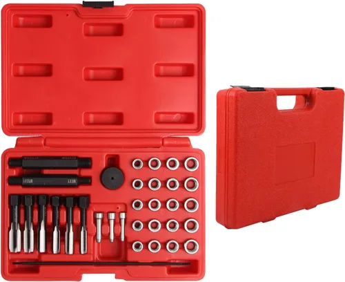 Vista 10 de Angchun Juego de 15 piezas de perseguidor de roscas métricas, kit de reparación de roscas con 7 machos, juego de perseguidor de roscas, kit