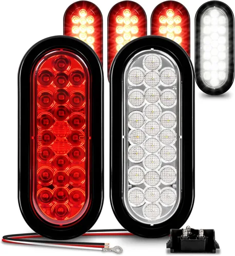 Vista 13 de Faro trasero redondo de 6 pulgadas con 24 luces LED de luz blanca clara, para reversa de camiones, con Certificado DOT, arandela y enchufe incluidos