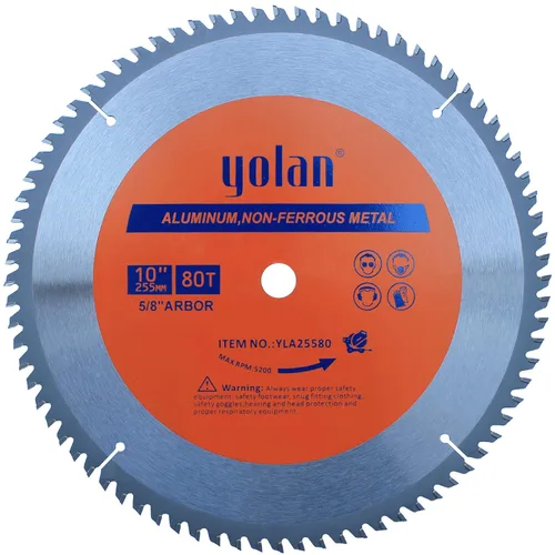 Vista 7 de Yolan Hoja de sierra circular de corte de aluminio de 10 pulgadas, dientes TCG con punta de carburo 100T, eje de 5/8", para sierra de mesa y sierra