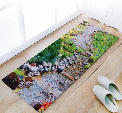 Vista 4 de Alfombra de ilusión óptica 3D para sala de estar, alfombra de área con estampado de océano de loto, alfombra de área para decoración del hogar