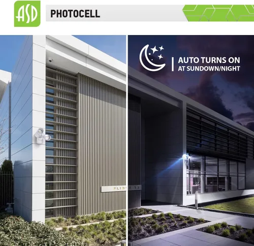 Vista 4 de ASD Luz LED de seguridad para exteriores de 25W 2300LM con sensor de movimiento, 3000K/4000K/5000K, IP65 impermeable, detección de movimiento, luz