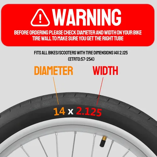Vista 3 de FANSPRO Paquete de 2 tubos interiores para bicicleta eléctrica de alta resistencia de 14 x 2.125 con válvula Schrader en ángulo y 2 palancas