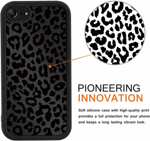 Vista 3 de Bonita funda de teléfono con estampado de guepardo para iPhone 7/8/SE 2020/2022 de 4.7 pulgadas, diseño estético de lujo de leopardo negro, a prueba