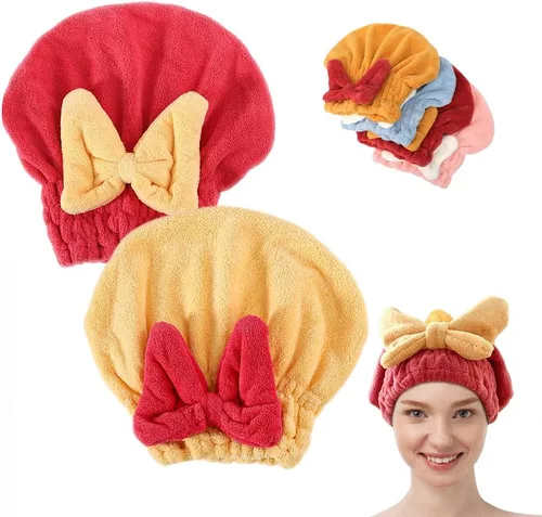 Vista 10 de 2 piezas de toalla absorbente para envolver el cabello húmedo, toalla de microfibra para envolver el cabello de secado rápido y engrosado