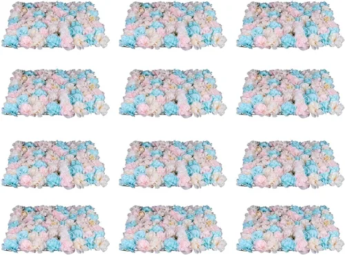 Vista 26 de Arreglo de flores artificiales para decoración de paredes; paneles decorativos con hortensias artificiales para el hogar, fiestas, bodas, Navidad