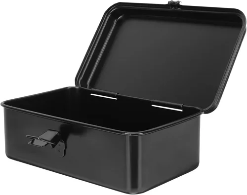 Caja de herramientas pequeña portátil con cierre de hebilla, organizador de almacenamiento de herramientas de hierro para el hogar, taller, garaje y