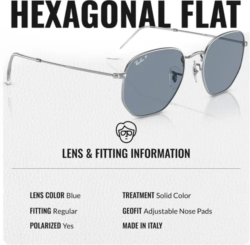 Vista 72 de Ray-Ban RB3548N Lentes planas hexagonales, gafas de sol cuadradas y redondas con kit oficial de gafas