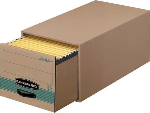 Banker's Box Fellowes - Paquete de 6 archivadores STOR/DRAWER STEEL PLUS 100% reciclado extra que ahorra espacio, apila 5 alturas, carta, kraft/verde