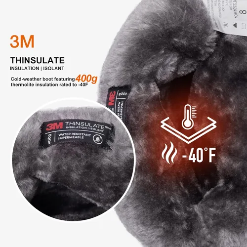 Vista 2 de ALEADER Botas de nieve para hombre, impermeables, aisladas, cálidas interiores, cómodas, para exteriores