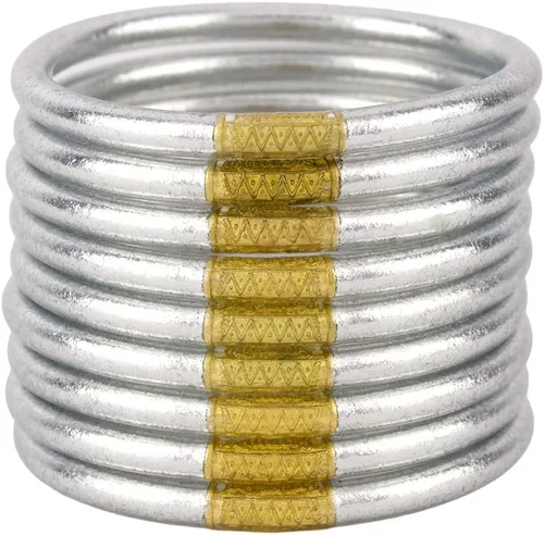 BuDhaGirl Brazaletes plateados para todo tipo de clima (AWB) - Oración de la serenidad