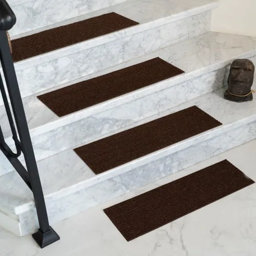 Vista 5 de Halton - Alfombra de algodón para escaleras, color marrón oscuro, apta para mascotas, 9 x 29 pulgadas (13)