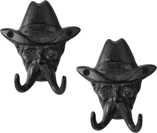 Vista 18 de Ganchos Rústicos de Hierro Fundido para Abrigos, Soporte para Llaves Montado en la Pared, Ganchos Decorativos de Estilo Granja, Ganchos de Pared