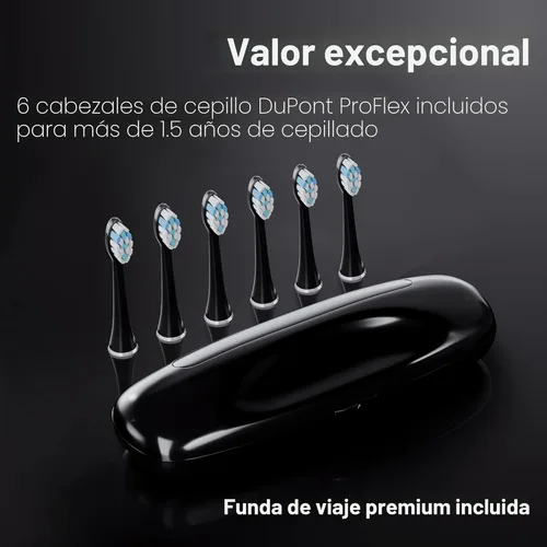 Vista 6 de Aquasonic Black Series PRO – Cepillo de dientes eléctrico ultrablanqueador – 5 modos y temporizadores inteligentes – Estuche de viaje premium y 6