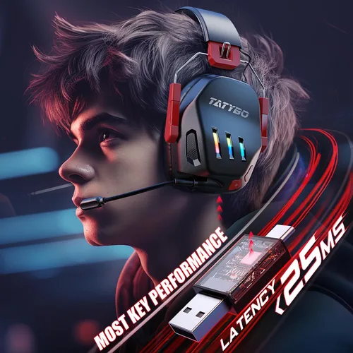 Vista 4 de Auriculares inalámbricos para juegos de 2.4 GHz USB y tipo C para PC, PS4, PS5, Switch, auriculares Bluetooth 5.3 para juegos con micrófono