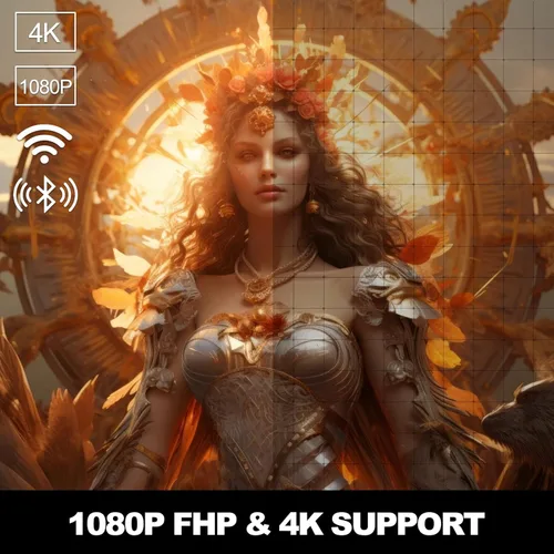 Vista 2 de Proyector inteligente para el hogar con WiFi6 y Bluetooth 5.4, mini proyector portátil 4K 1080P, proyector pequeño inteligente giratorio de 180° al