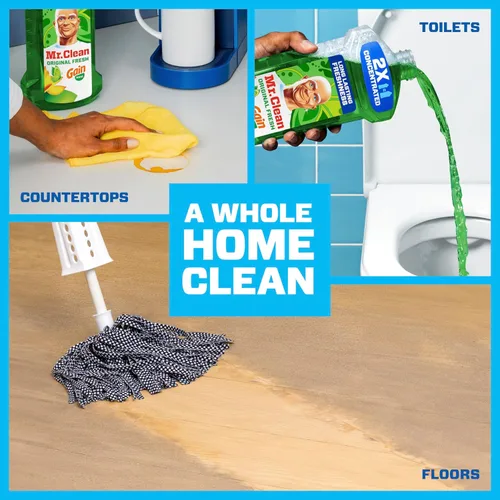 Vista 3 de Mr. Clean Limpiador multiusos, limpiador de pisos para trapear el hogar, el baño y la cocina, líquido de limpieza para trapeador y balde