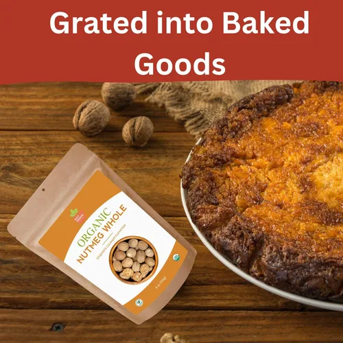 Vista 5 de SPICY ORGANIC Nuez moscada de Ceilán entera - 4 onzas (20-25 nueces) - Certificado USDA Organic- Una especia fresca de nuez moscada entera