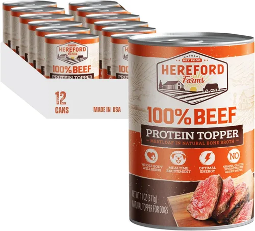 Alimento húmedo para perros 100% de carne de res, un solo ingrediente, mezclador y adorno rico en proteínas, pastel de carne en caldo de hueso, lata