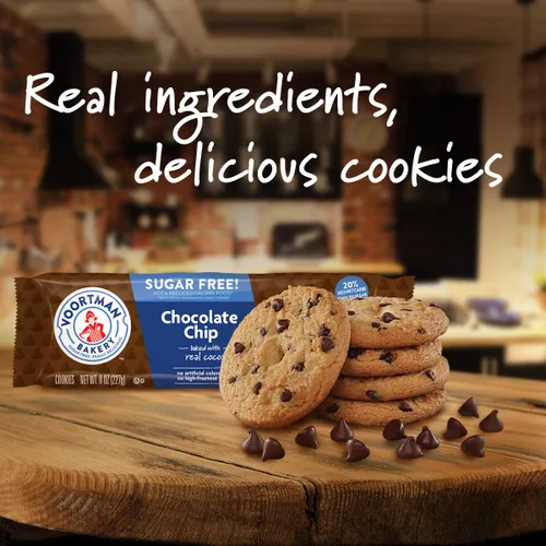 Vista 2 de Voortman Bakery, Galletas con chispas de chocolate sin azúcar, galletas crujientes y crujientes, 8 onzas, paquete de 4