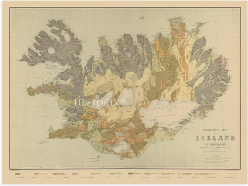 Vista 6 de HISTORIX Vintage 1901 Iceland Map - Arte de pared de historia geológica de 18 x 24 pulgadas