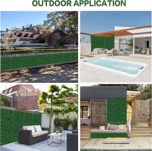 Vista 7 de 12 PCS 20"x20" Grass Wall Privacy Screen Greenery Backdrop Panels with Zip Ties,Artificial Boxwood Grass Panels Hedge Wall for Garden Yard Fence