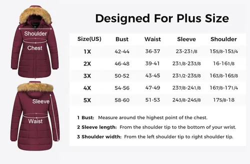 Vista 8 de CREATMO US Abrigos de invierno de talla grande para mujer, chaqueta larga acolchada con forro polar, parka con capucha de piel extraíble, disponible