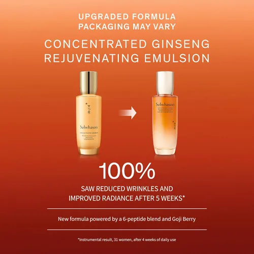 Vista 2 de Sulwhasoo Emulsión rejuvenecedora concentrada de ginseng coreano, loción facial de ginseng coreano y péptido con manteca de karité para ayudar a