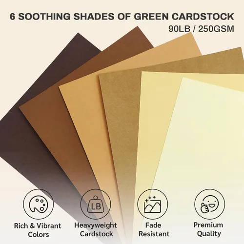 Vista 3 de 60 Sheets 8.5" x 11" Brown Cardstock, 6 Assorted Shades 250GSM/92lb Thick Construction Paper for Printer, Card Making, DIY Crafts, Scrapbooking
