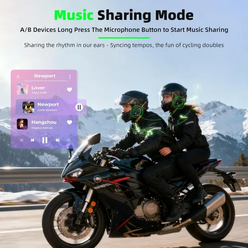 Vista 3 de Auriculares Bluetooth para casco de motocicleta con pantalla LED, sistema de intercomunicación de casco de 2 vías con 2 micrófonos tipo, ranura