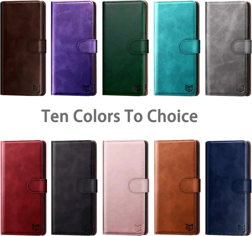 Vista 3 de SUANPOT Funda de piel tipo cartera para Samsung Galaxy S10+/S10 Plus 6.4 (no compatible con S10, S10e) para hombres con bloqueo RFID, tarjetero