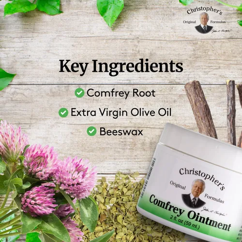Vista 3 de Christopher's Original Formulas Ungüento de consuelda, 2 onzas – Ungüento de hierbas con hoja de consuelda orgánica en una base de cera de abeja