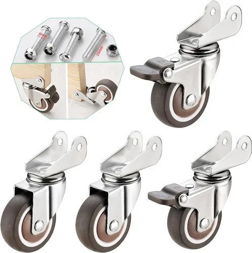 Ruedas giratorias que se pueden girar boca abajo, ruedas giratorias de goma resistente de 1.5/2 pulgadas, ruedas silenciosas para muebles de cuna,